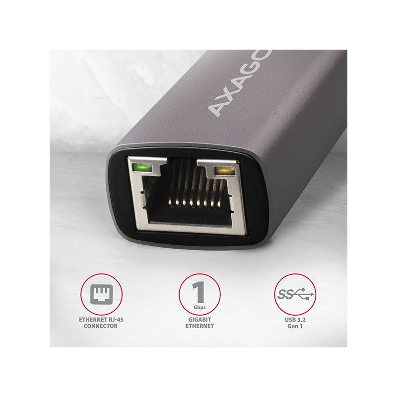 AXAGON ADE-TRC, USB-C 3.2 Gen 1 - Gigabit Ethernet sieťová karta, auto inštal, titánovo šedá