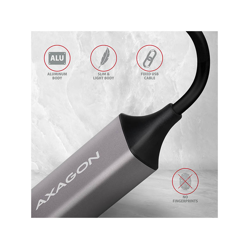 AXAGON ADE-TRC, USB-C 3.2 Gen 1 - Gigabit Ethernet sieťová karta, auto inštal, titánovo šedá