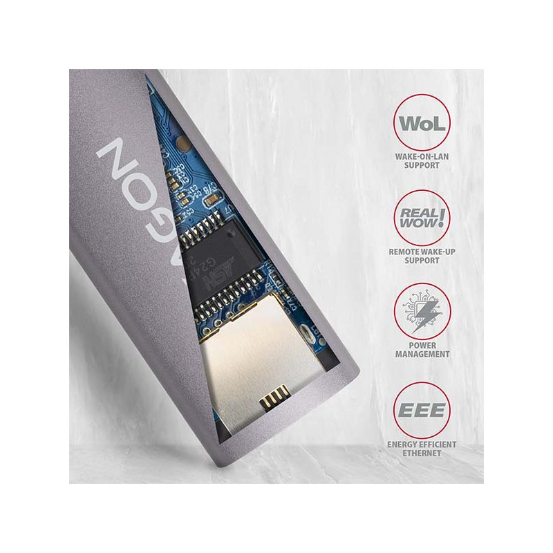 AXAGON ADE-TRC, USB-C 3.2 Gen 1 - Gigabit Ethernet sieťová karta, auto inštal, titánovo šedá