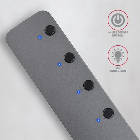 AXAGON HUE-MSA, 4x USB 3.2 Gen 1 SWITCH hub, kovový, micro USB napr. konektor, kábel USB-A 20cm