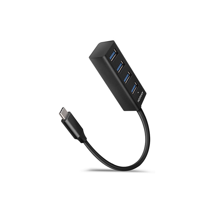 AXAGON HUE-M1C, 4x USB 3.2 Gen 1 MINI hub, kovový, kábel USB-C 20cm