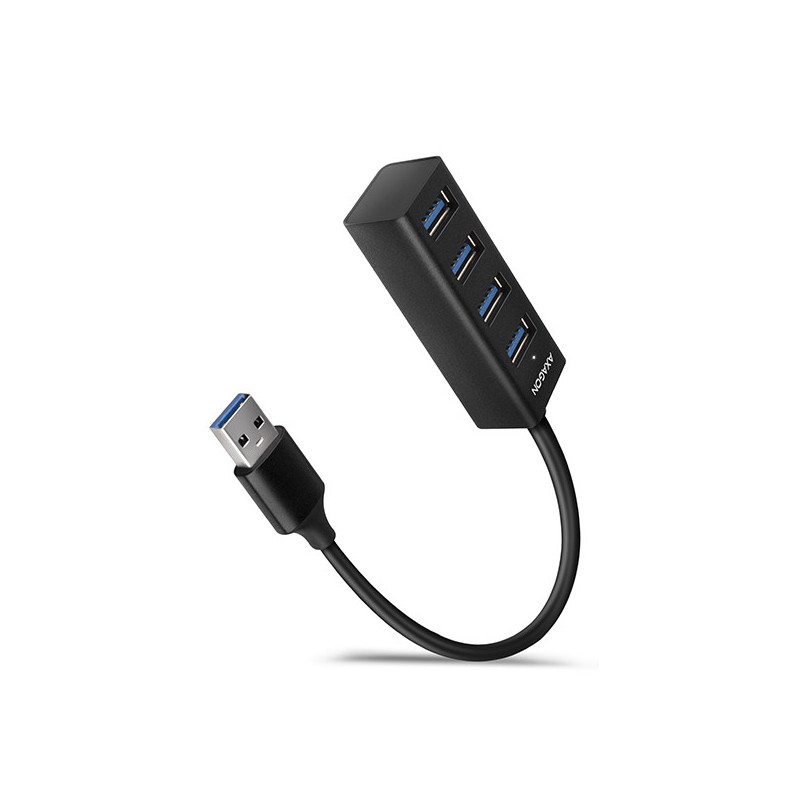 AXAGON HUE-M1A, 4x USB 3.2 Gen 1 MINI hub, kovový, kábel USB-A 20cm