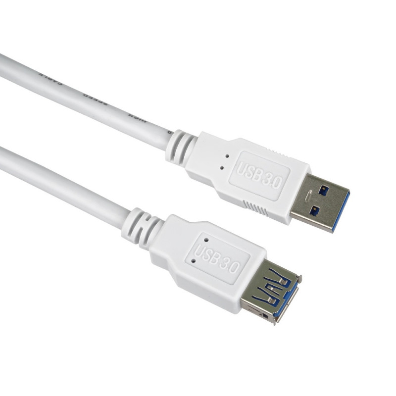 PremiumCord Predlžovací kábel USB 3.0 Super-speed 5Gbps A-A, MF, 9pin, 3m biela