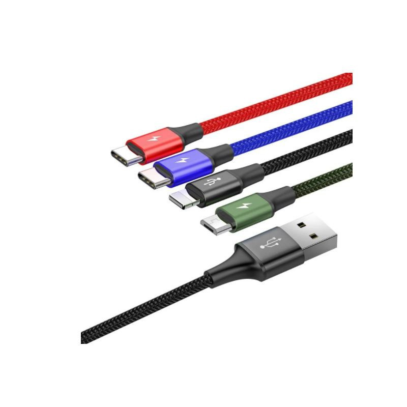 Baseus CA1T4-B01 Fast 4in1 Kábel Lightning, 2x USB-C, MicroUSB 3.5A 1.2m Black