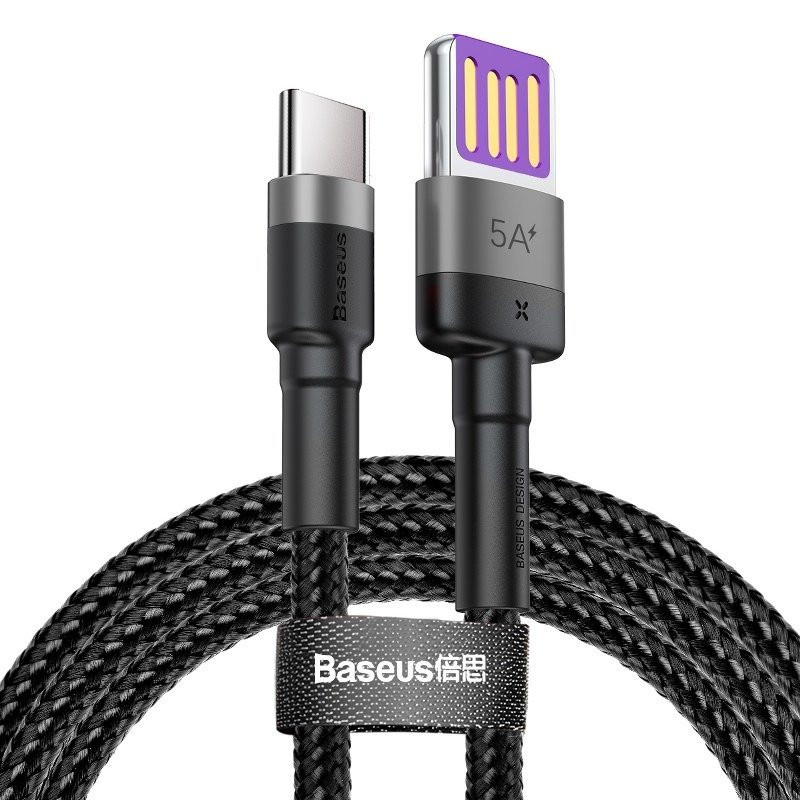 Baseus CATKLF-PG1 Cafule Quick Charging Dátový Kábel USB Double Sided to USB 40W 1m Gray/Black