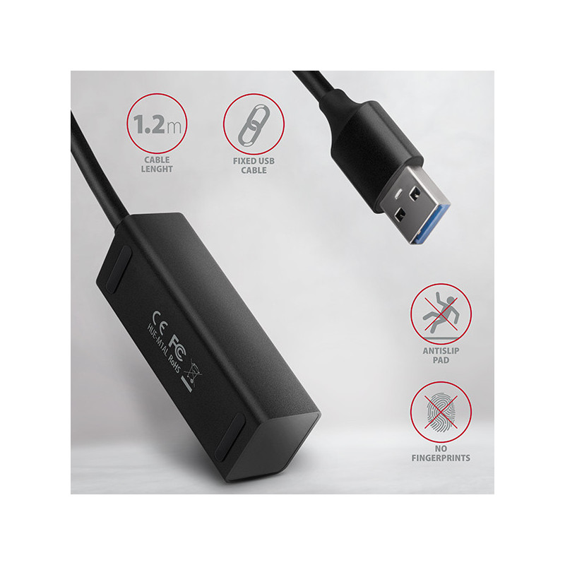 AXAGON HUE-M1AL, 4x USB 3.2 Gen 1 MINI hub, kovový, kábel USB-A 1.2m