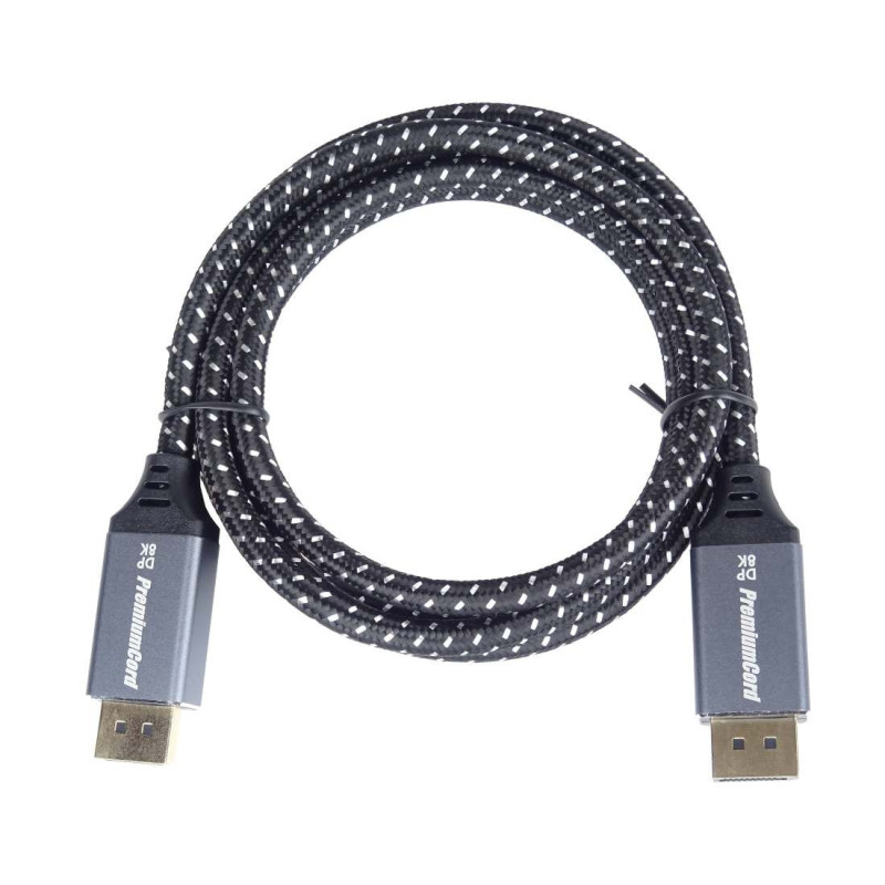 PremiumCord DisplayPort 1.4 prípojný kábel, kovové a pozlátené konektory, 1m