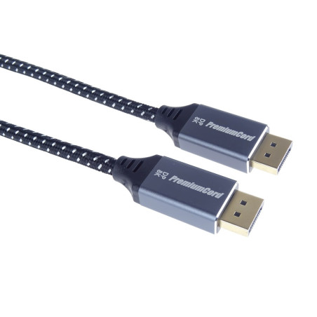 PremiumCord DisplayPort 1.4 prípojný kábel, kovové a pozlátené konektory, 1m