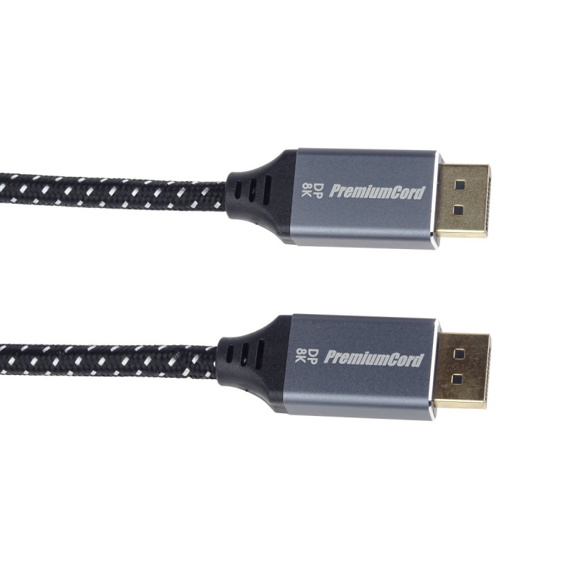 PremiumCord DisplayPort 1.4 prípojný kábel, kovové a pozlátené konektory, 1m