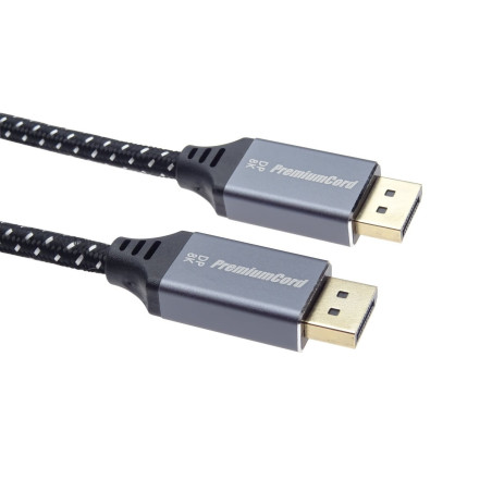 PremiumCord DisplayPort 1.4 prípojný kábel, kovové a pozlátené konektory, 1m