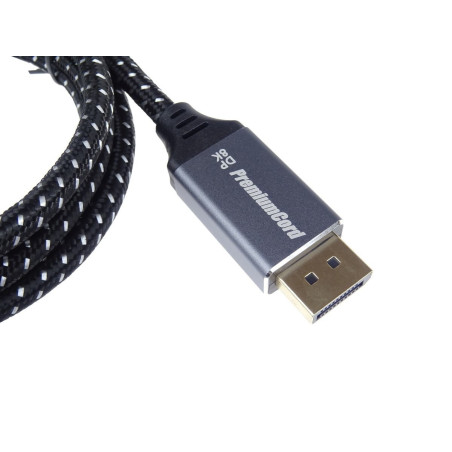PremiumCord DisplayPort 1.4 prípojný kábel, kovové a pozlátené konektory, 1,5m