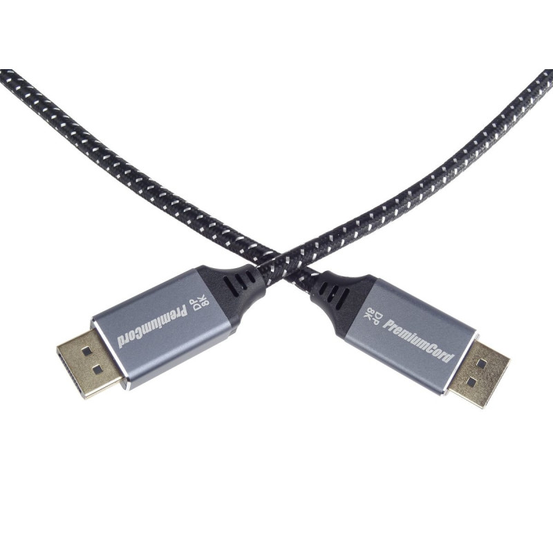 PremiumCord DisplayPort 1.4 prípojný kábel, kovové a pozlátené konektory, 1,5m