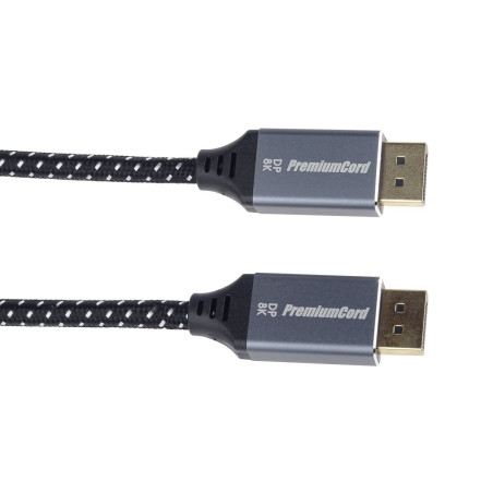 PremiumCord DisplayPort 1.4 prípojný kábel, kovové a pozlátené konektory, 2m