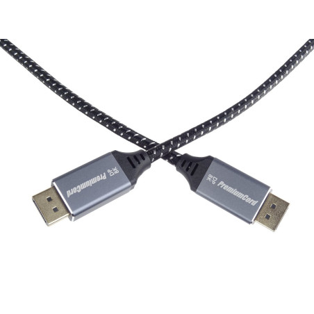 PremiumCord DisplayPort 1.4 prípojný kábel, kovové a pozlátené konektory, 2m