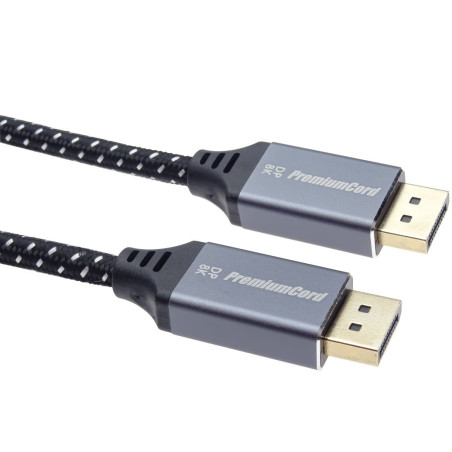 PremiumCord DisplayPort 1.4 prípojný kábel, kovové a pozlátené konektory, 3m