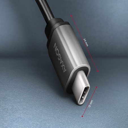 AXAGON RUCM-AFAC, káblová redukcia USB-C (M) → USB-A (F), 20cm, USB 3.2 Gen 1, 3A, ALU