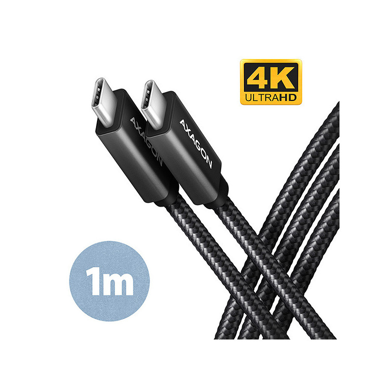 AXAGON BUCM32-CM10AB, SPEED+ kábel USB-C → USB-C, 1m, USB 20Gbps, PD 100W 5A, 4K HD, ALU, oplet
