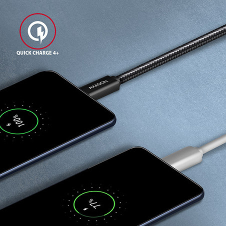 AXAGON BUCM32-CM20AB, SPEED+ kábel USB-C → USB-C, 2m, USB 20Gbps, PD 100W 5A, 4K HD, ALU, oplet