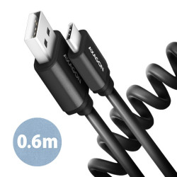 AXAGON BUCM-AM10TB, TWISTER kábel USB-C → USB-A, 0.6m, USB 2.0, 3A, ALU, tpe, čierny