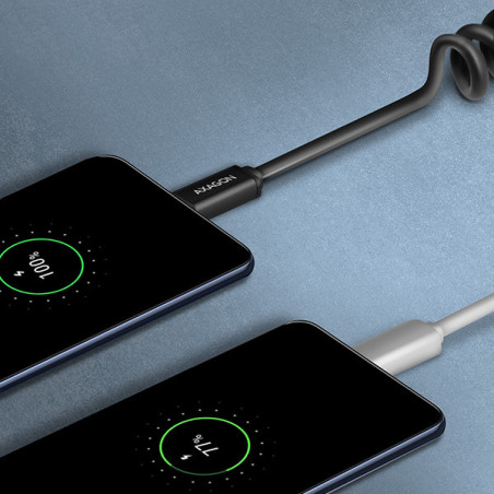 AXAGON BUCM-AM10TB, TWISTER kábel USB-C → USB-A, 0.6m, USB 2.0, 3A, ALU, tpe, čierny
