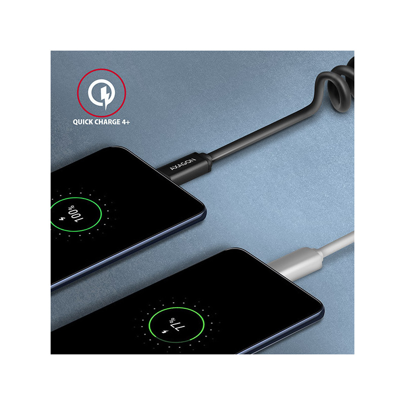 AXAGON BUCM-CM10TB, TWISTER kábel USB-C → USB-C, 0.6m, USB 2.0, PD 60W 3A, ALU, tpe, čierny
