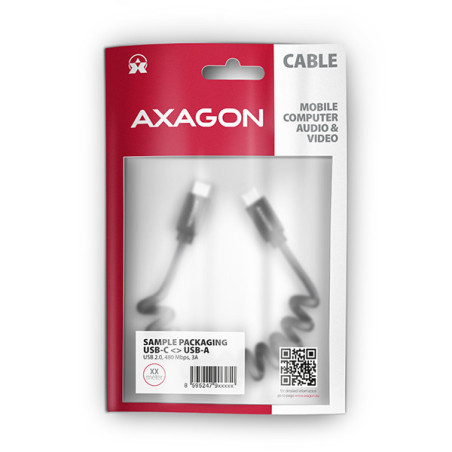 AXAGON BUCM-CM10TB, TWISTER kábel USB-C → USB-C, 0.6m, USB 2.0, PD 60W 3A, ALU, tpe, čierny
