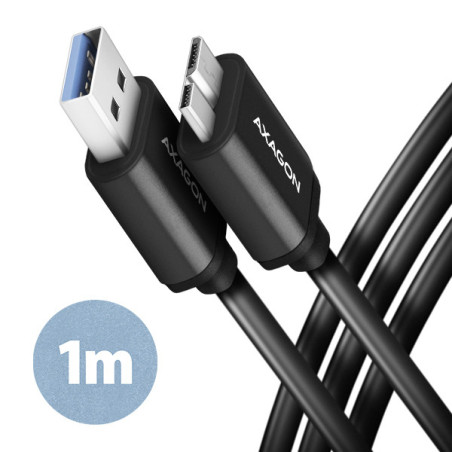 AXAGON BUMM3-AM10AB, SPEED kábel Micro-B USB → USB-A, 1m, USB 3.2 GEN 1, 3A, ALU, tpe, čierny