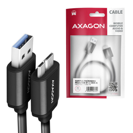AXAGON BUMM3-AM10AB, SPEED kábel Micro-B USB → USB-A, 1m, USB 3.2 GEN 1, 3A, ALU, tpe, čierny
