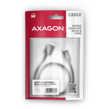 AXAGON BUMM3-CM10AB, SPEED kábel Micro-B USB → USB-C, 1m, USB 3.2 GEN 1, 3A, ALU, tpe, čierny