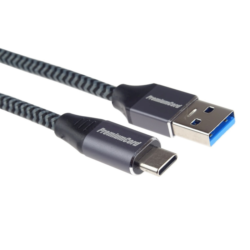 PremiumCord kábel USB-C - USB 3.0 A (USB 3.1 generation 1, 3A, 5Gbit/s) 1m oplet