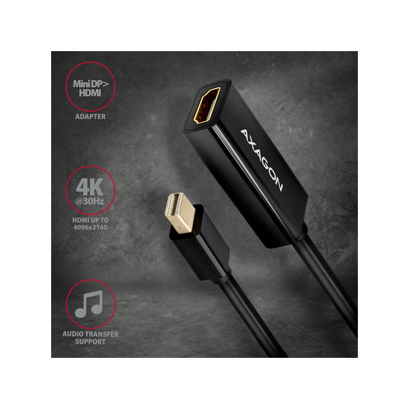 AXAGON RVDM-HI14N, Mini DisplayPort → HDMI 1.4 redukcia / adaptér, 4K/30Hz