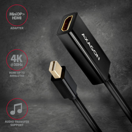 AXAGON RVDM-HI14N, Mini DisplayPort → HDMI 1.4 redukcia / adaptér, 4K/30Hz