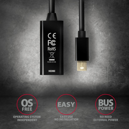 AXAGON RVDM-HI14N, Mini DisplayPort → HDMI 1.4 redukcia / adaptér, 4K/30Hz