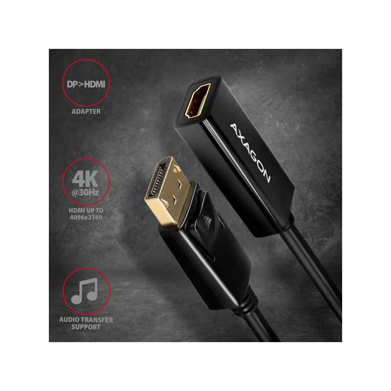 AXAGON RVD-HI14N, DisplayPort → HDMI 1.4 redukcia / adaptér, 4K/30Hz