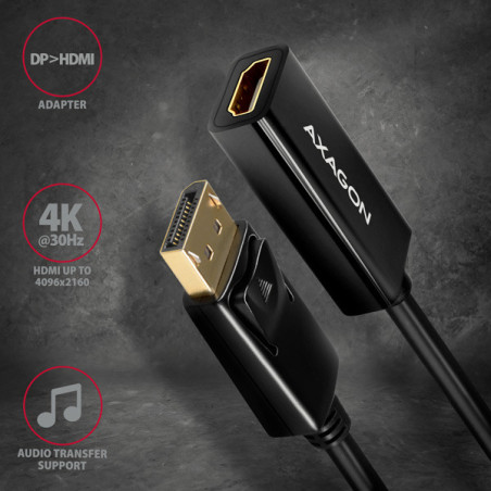 AXAGON RVD-HI14N, DisplayPort → HDMI 1.4 redukcia / adaptér, 4K/30Hz