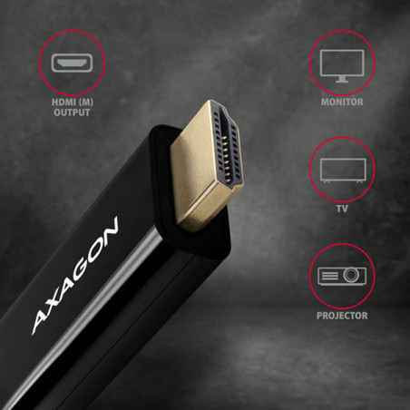 AXAGON RVD-HI14C2, DisplayPort → HDMI 1.4 redukcia / kábel 1.8m, 4K/30Hz