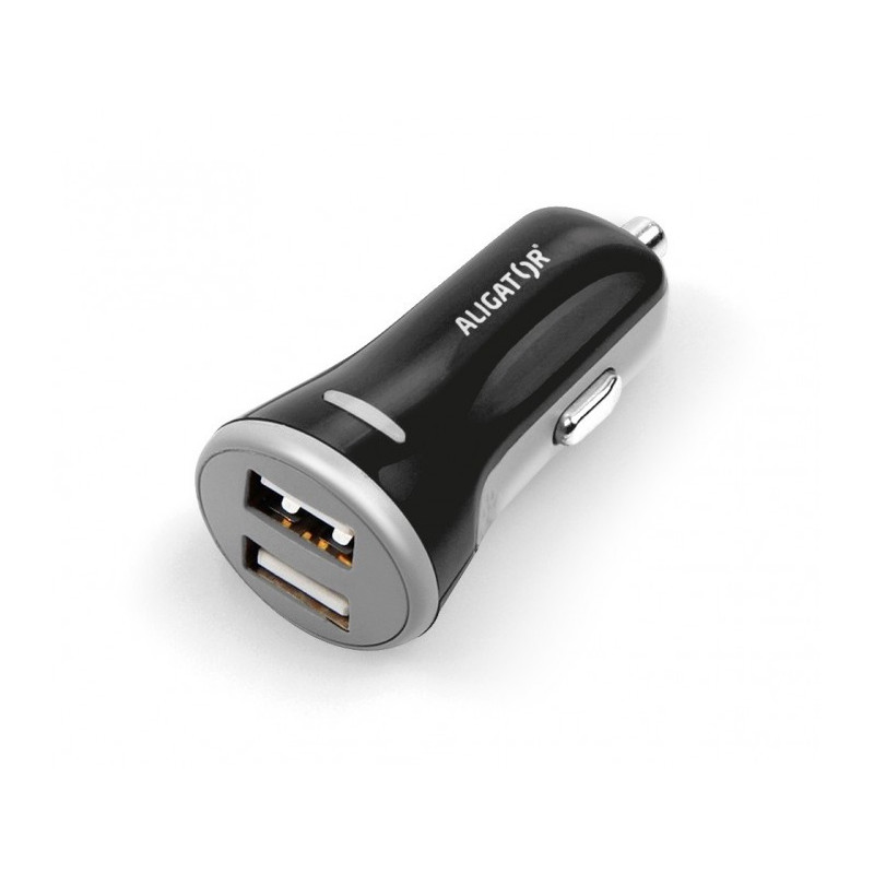 ALIGATOR Chytrá nabíjačka do auta 3.4A, 2xUSB, smart IC, čierna, USB-C kábel