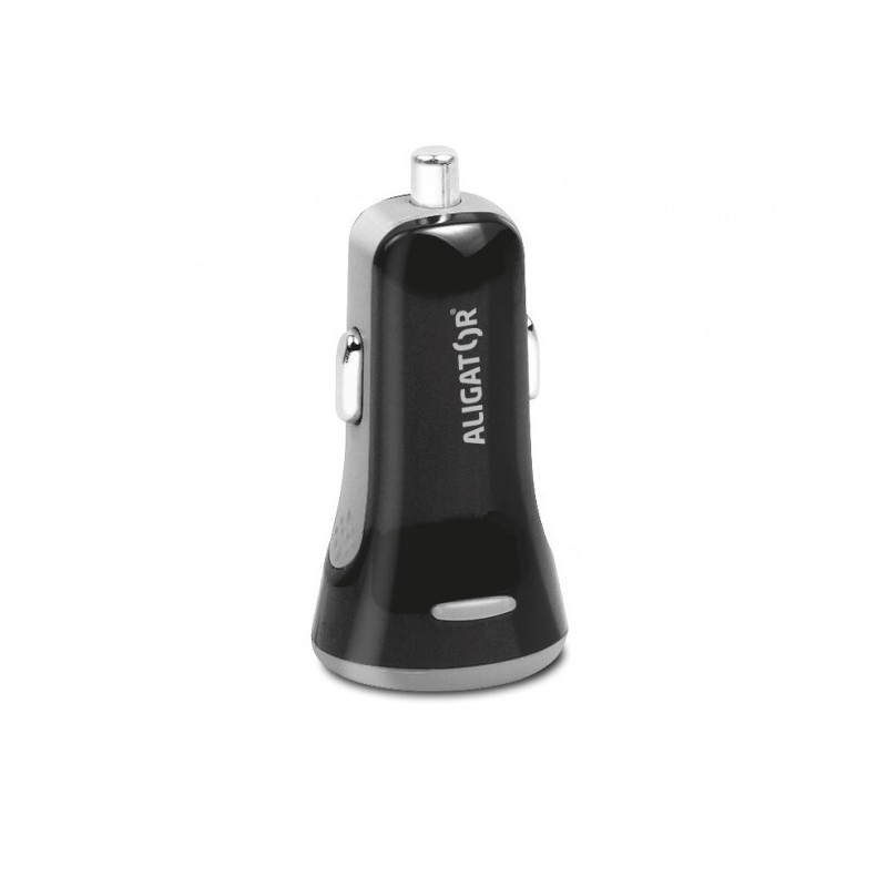 ALIGATOR Chytrá nabíjačka do auta 3.4A, 2xUSB, smart IC, čierna, USB-C kábel