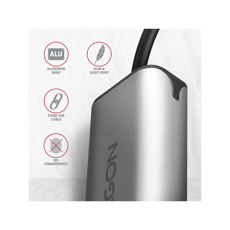 AXAGON ADE-25RC USB-C 3.2 Gen 1 - 2.5 Gigabit Ethernet sieťová karta, Realtek 8156, auto install, šedá