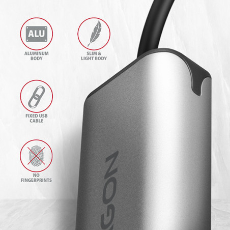 AXAGON ADE-25RC USB-C 3.2 Gen 1 - 2.5 Gigabit Ethernet sieťová karta, Realtek 8156, auto install, šedá