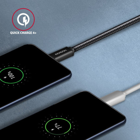 AXAGON BUCM3-CM30AB, SPEED kábel USB-C → USB-C, 3m, USB 3.2 Gen 1, PD 60W 3A, ALU, oplet, čierny