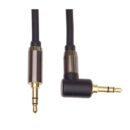 PremiumCord HQ tienený kábel stereo Jack 3.5mm - Jack 3.5mm zahnutý 90 ° 1,5 m