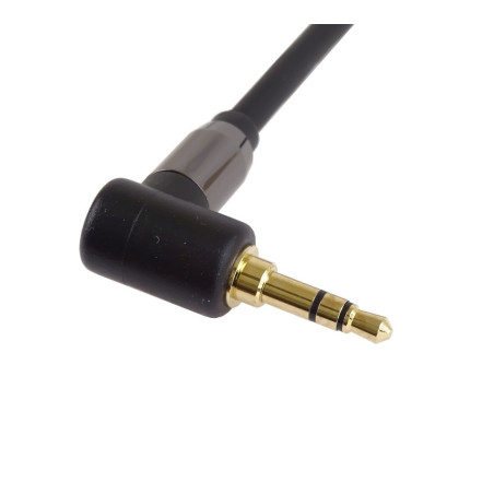 PremiumCord HQ tienený kábel stereo Jack 3.5mm - Jack 3.5mm zahnutý 90 ° 1,5 m