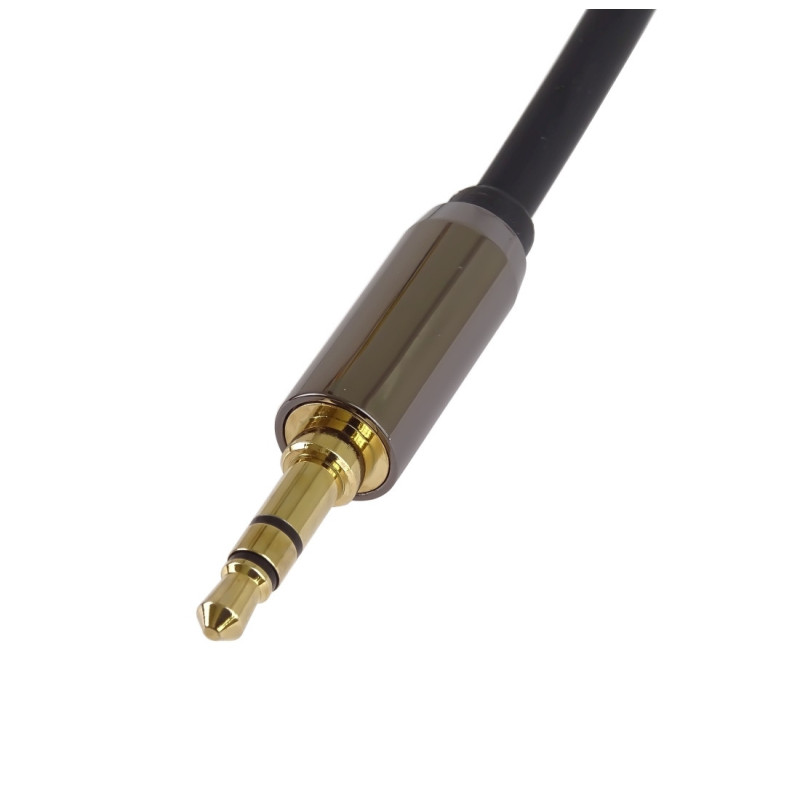 PremiumCord HQ tienený kábel stereo Jack 3.5mm - Jack 3.5mm zahnutý 90 ° 1,5 m