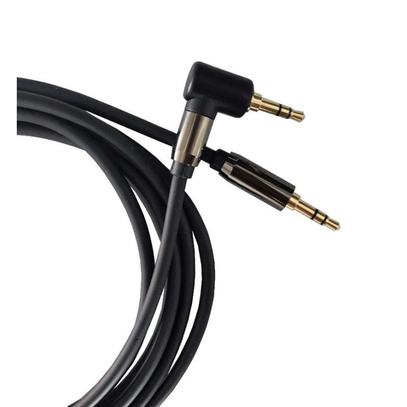 PremiumCord HQ tienený kábel stereo Jack 3.5mm - Jack 3.5mm zahnutý 90 ° 1,5 m