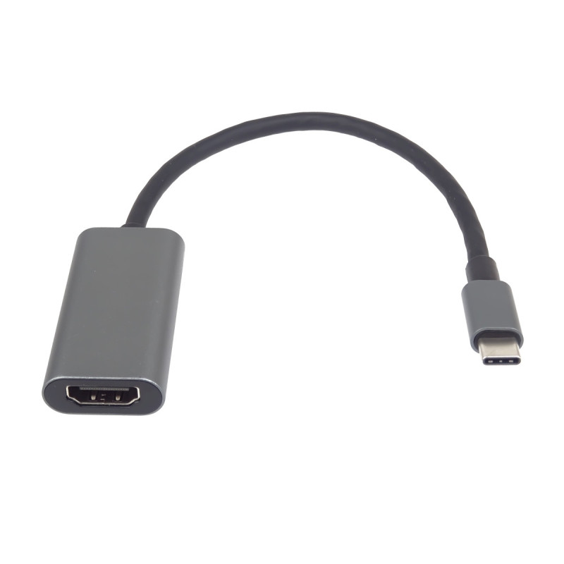 PremiumCord Prevodník USB-C na HDMI, rozlíšenie 4K a FULL HD 1080p, kovové púzdro