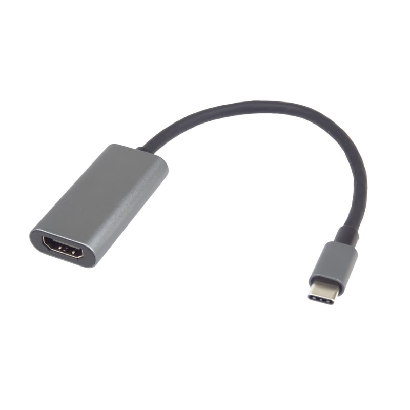 PremiumCord Prevodník USB-C na HDMI, rozlíšenie 4K a FULL HD 1080p, kovové púzdro