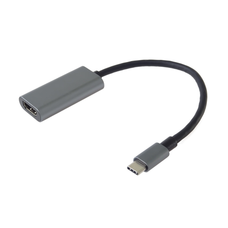 PremiumCord Prevodník USB-C na HDMI, rozlíšenie 4K a FULL HD 1080p, kovové púzdro