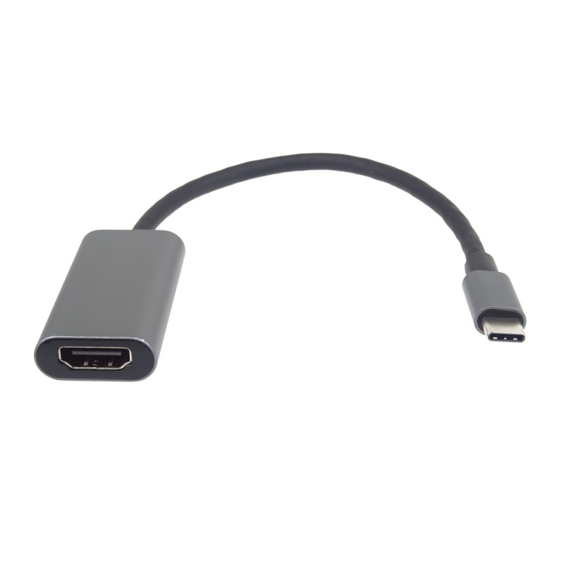 PremiumCord Prevodník USB-C na HDMI, rozlíšenie 4K a FULL HD 1080p, kovové púzdro