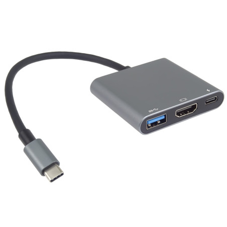 PremiumCord Adaptér USB-C na HDMI + USB3.0 + PD, rozlíšenie 4K a FULL HD 1080p
